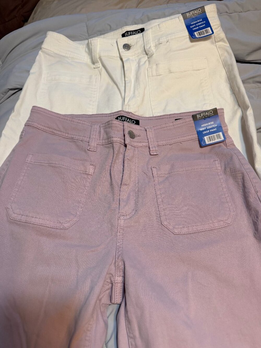 BUFFALO David Bitton High Rise Crop Pants Jeans NWT White Lilac Sz 10